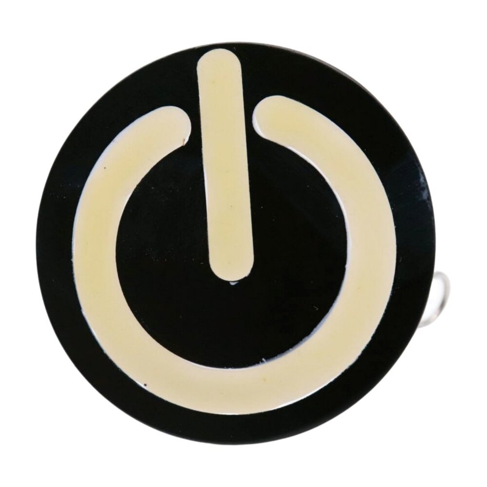 Men Women Teen Belt Buckle Emoji Black Metal Power Button On Off Gift Present